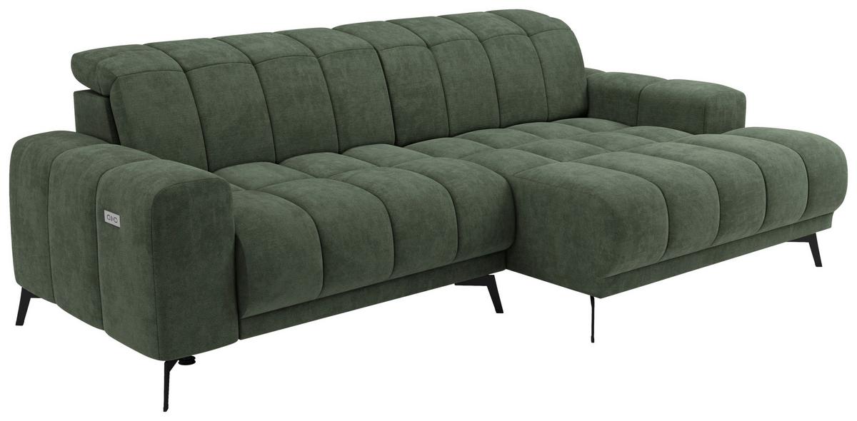 Rohová sedačka LAYA, pravá, zelená tkanina MEMPHIS - zelená, Moderní, textil (250/155cm) - Premium Living