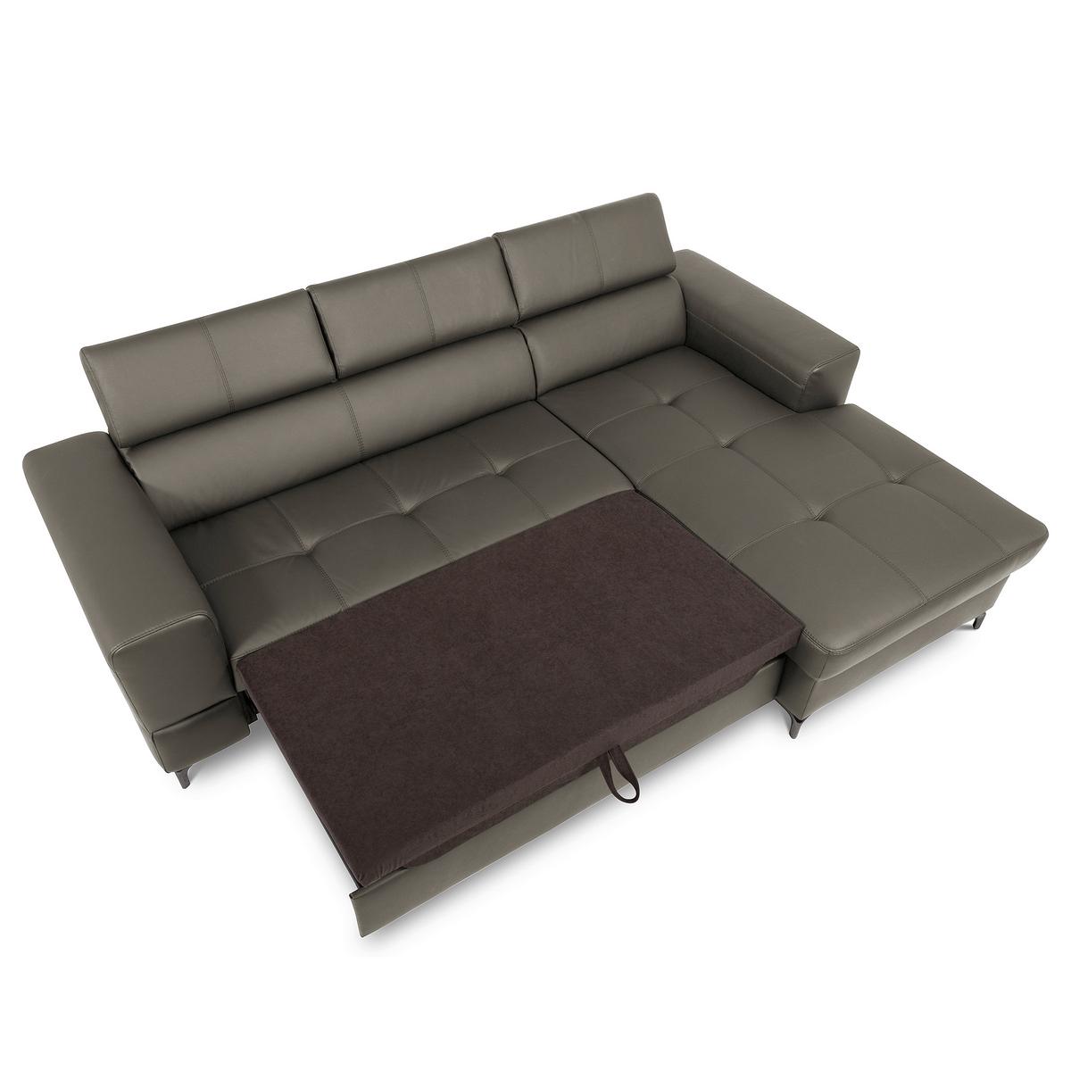 Ecksofa Torino Echtleder Schlammfarben 247x173 - Schlammfarben/Schwarz, Design, Leder/Textil (247/173cm) - Livetastic