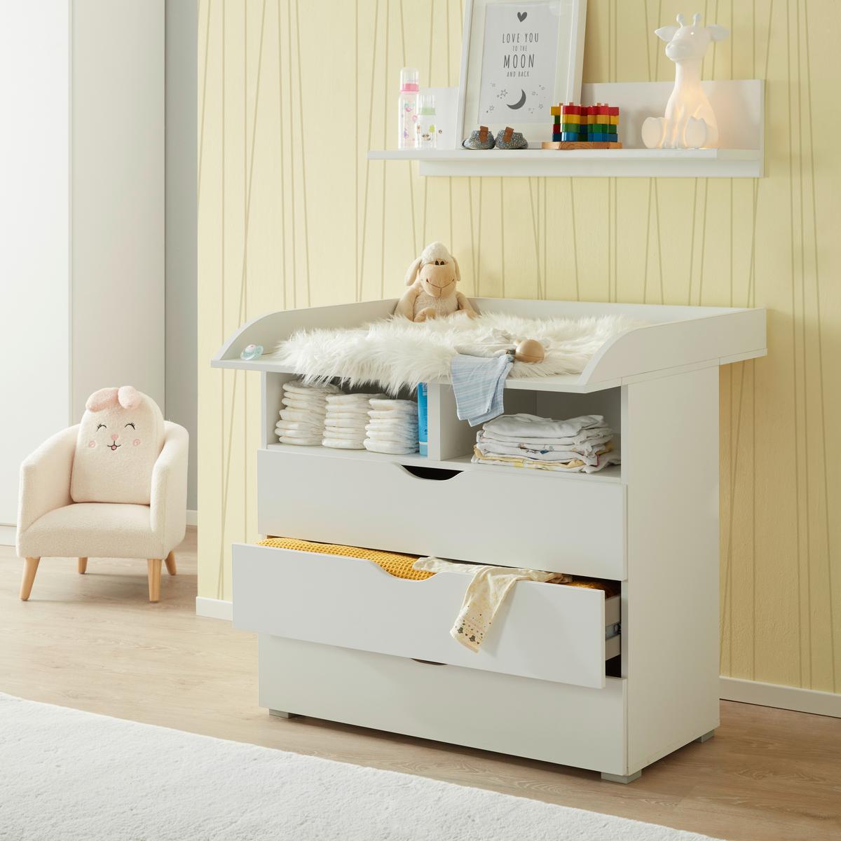 PŘEBALOVACÍ KOMODA WHITE - bílá, kompozitní dřevo (93/90/79cm)