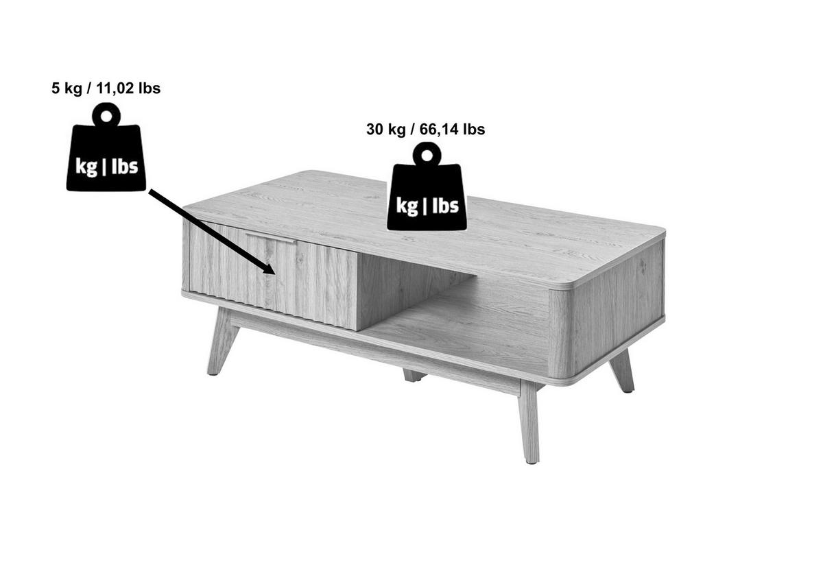 Couchtisch Wave Coffee Sk - Eichefarben, MODERN, Holzwerkstoff (110/55/44cm) - Livetastic