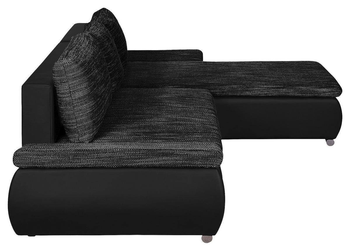 Ecksofa Acra Schwarz S: 266x175 Cm - Chromfarben/Schwarz, Design, Textil (266/175cm) - Livetastic
