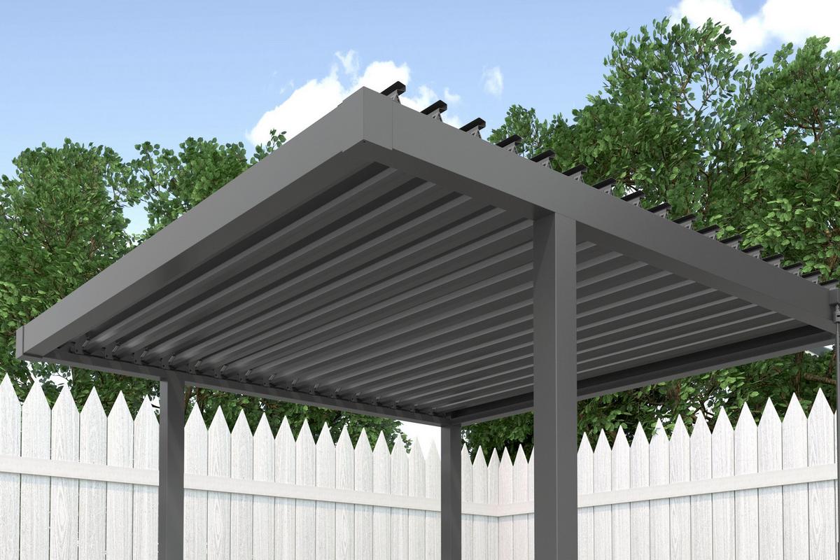 Pergola Origin BBQ 258x258 cm Stahl, Lamellen verstellbar - Anthrazit, Basics, Metall (258/235/258cm) - Gardenson