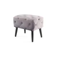 Hocker Samt Grau/Schwarz Sitz Gepolstert H: 48 cm - Schwarz/Grau, Basics, Holzwerkstoff/Textil (40/48/60cm) - Kayoom