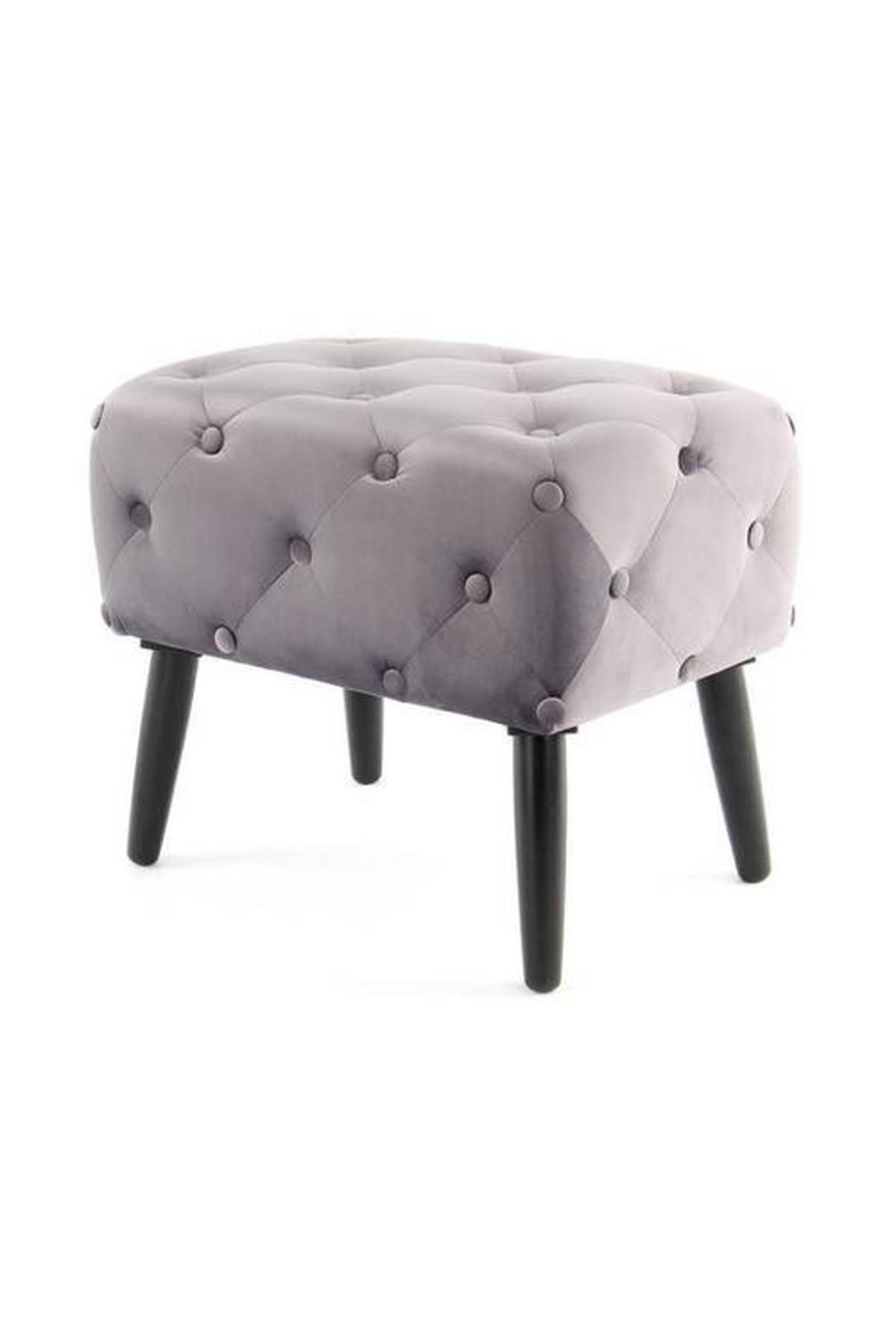 Hocker Samt Grau/Schwarz Sitz Gepolstert H: 48 cm - Schwarz/Grau, Basics, Holzwerkstoff/Textil (40/48/60cm) - Kayoom