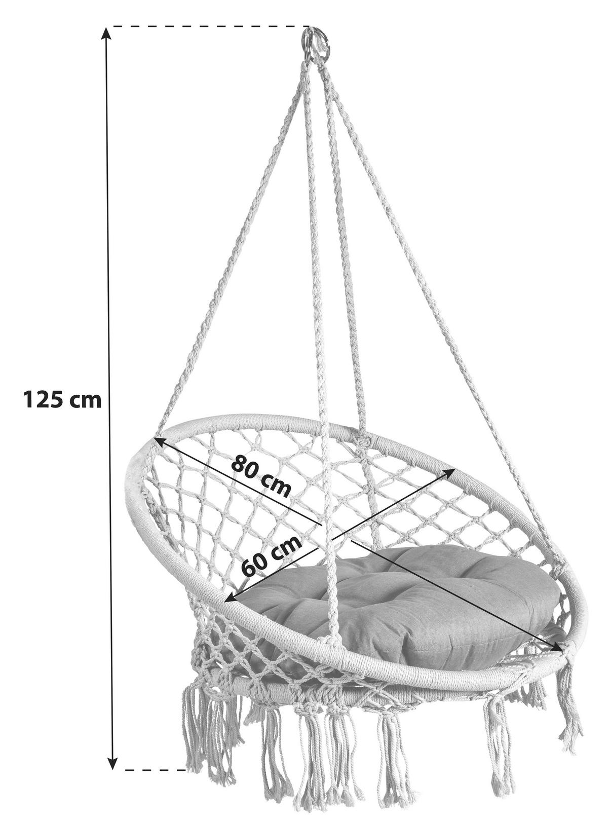 Hängesessel Barbuda Weiß mit Kissen - Weiß, Basics, Kunststoff/Textil (60/125/80cm)