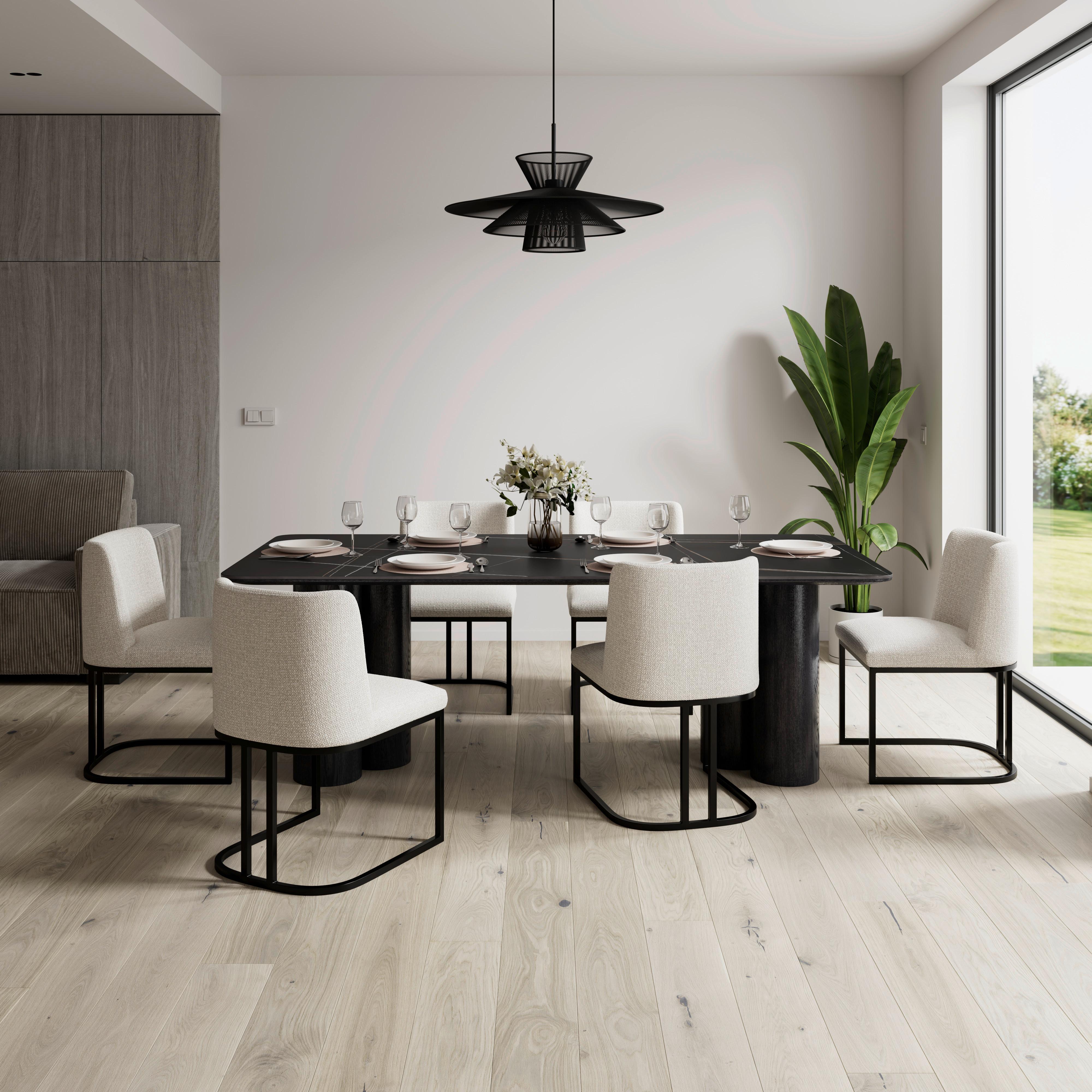 Jídelní stůl Kiano, š: 220 cm - černá, Moderní, dřevo/kompozitní dřevo (220/76/105cm) - Bessagi Home