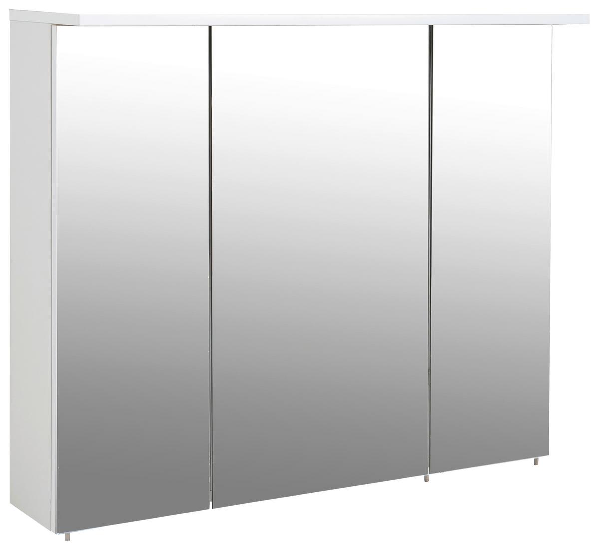 Spiegelschrank Profil 900 3 Türen, Weiß - Weiß Hochglanz/Weiß, MODERN, Glas/Holzwerkstoff (90/72,3/16cm) - MID.YOU