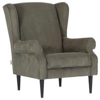 Křeslo - ušák VIOLA, olivově zelený manšestr - černá/olivově zelená, dřevo/textil (82/95/85cm) - Mömax