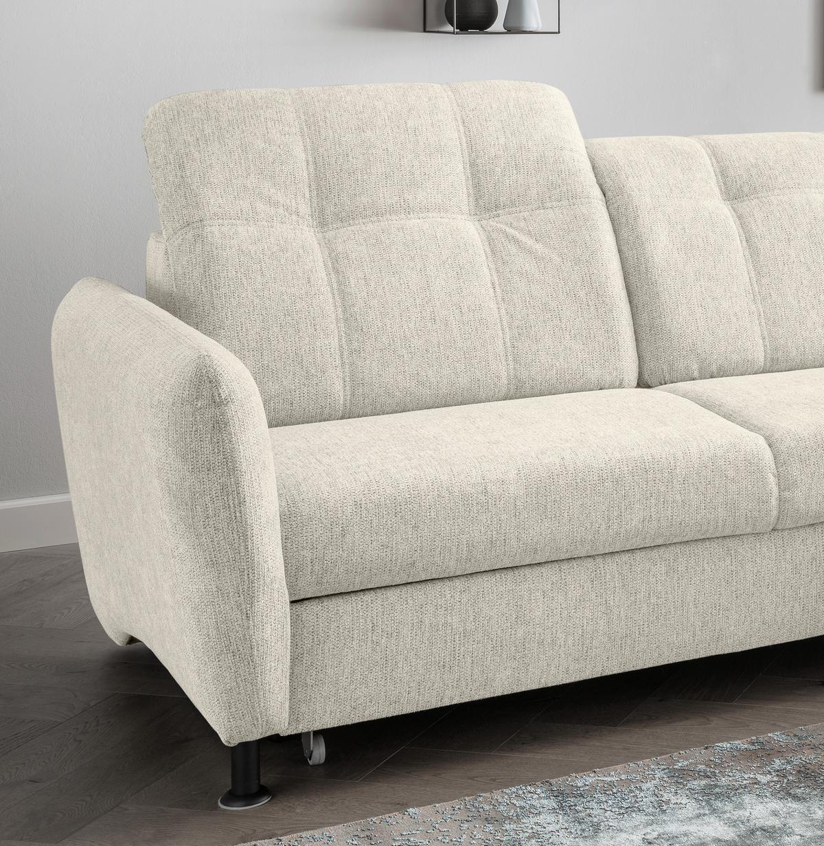 Ecksofa Minori Chenille Beige, S: 267x184 cm - Beige/Schwarz, MODERN, Textil (267/184cm) - Livetastic