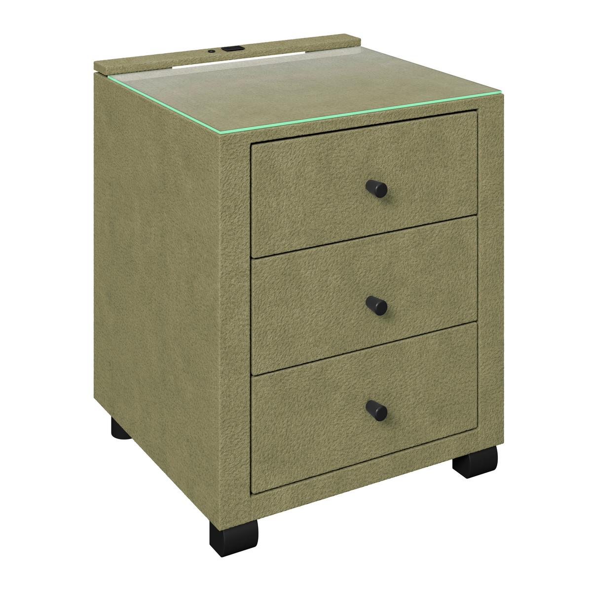 Nachtkästchen Elysia Grün, B: 48 cm - Grün, Trend, Glas/Holz (48/68/45,5cm) - Luca Bessoni