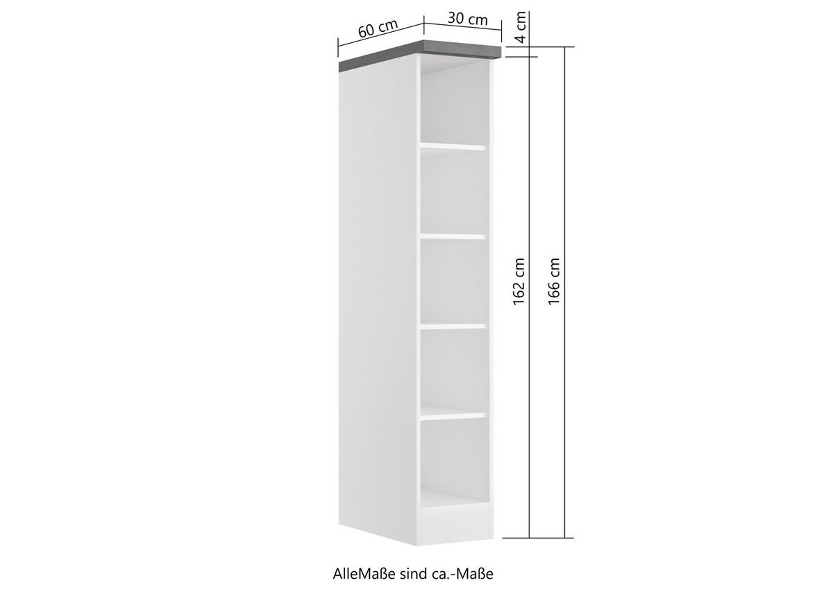 Regal Monza B: 30 cm Weiß/Eiche Dekor - Eiche Wotan/Weiß, LIFESTYLE, Holzwerkstoff (30/166/60cm) - Held
