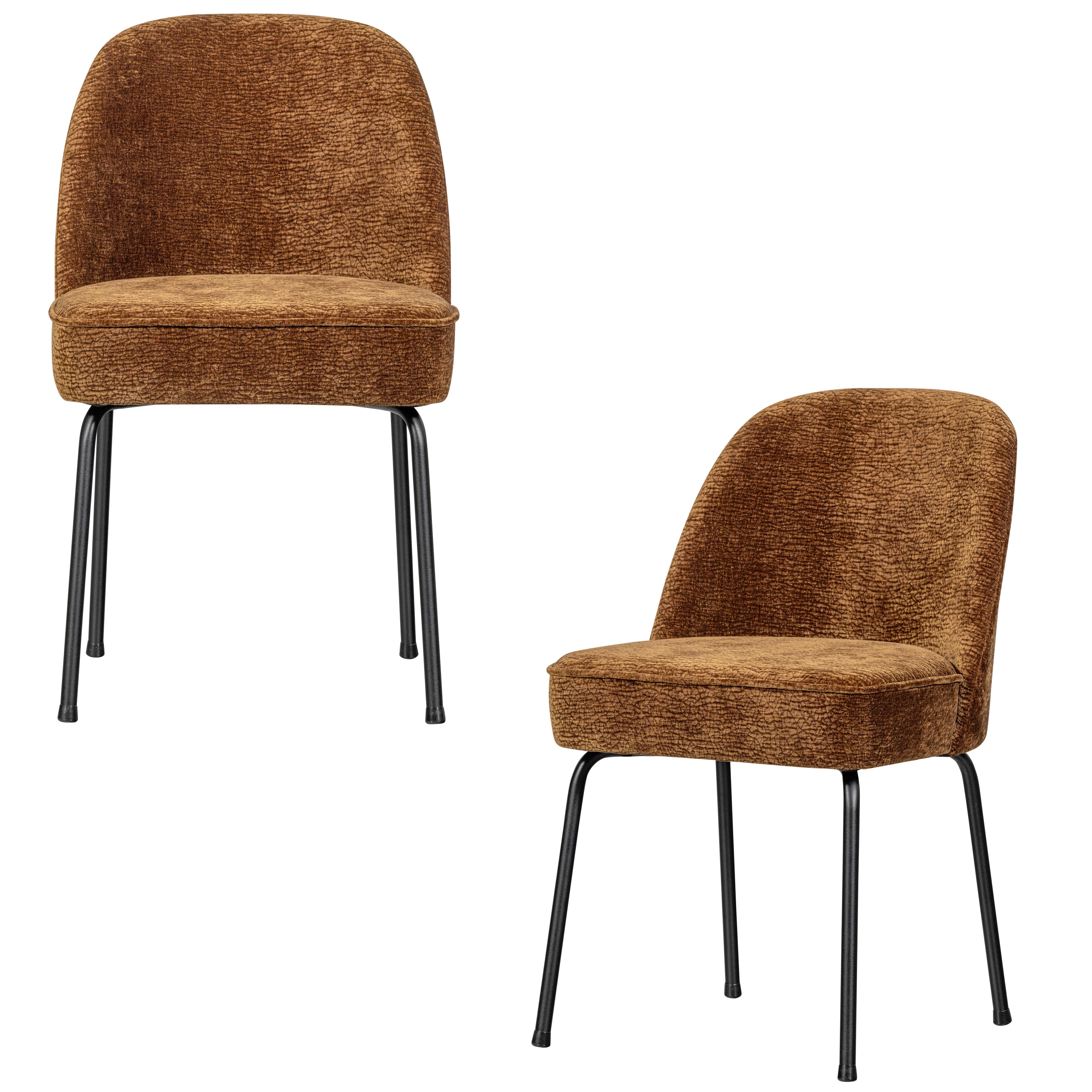 Stuhl-Set Vogue Braun B: 50cm - Schwarz/Braun, MODERN, Textil/Metall (50/83/57cm) - Livetastic