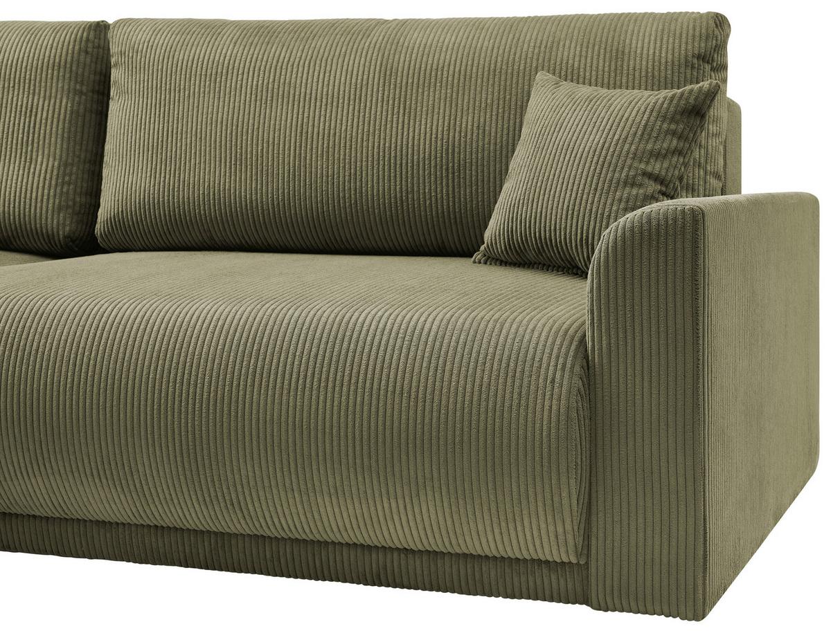 Rohová sedačka KIM L146, oboustr., olivovozel.manšestr - olivově zelená, Moderní, dřevo (233/146cm)