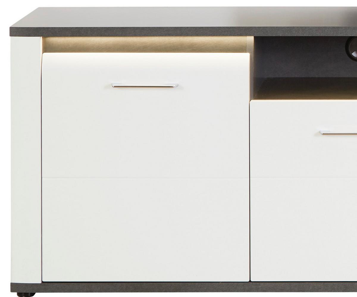 TV DIEL ALASSIO - čierna/biela, Modern, kov/kompozitné drevo (203,6/62/40,5cm) - Luca Bessoni