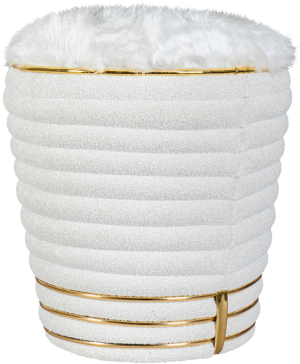 Hocker Doric 335 Weiß/Goldfarben D: 42 cm - Goldfarben/Weiß, Design, Textil (42/50cm) - Kayoom