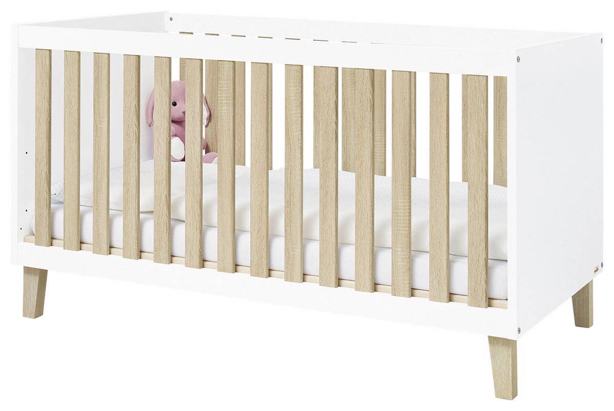 BABYZIMMER Weiss, Eichefarben - Eichefarben/Weiß, Design, Holzwerkstoff (145/77/84cm) - Pinolino