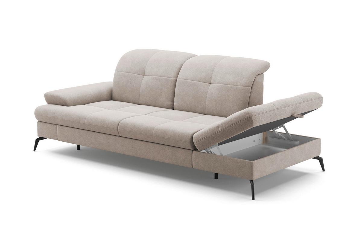 Récamiere Amica E, Greige B: 231 cm - Greige/Schwarz, KONVENTIONELL, Textil (231/90/122cm) - Sit & More