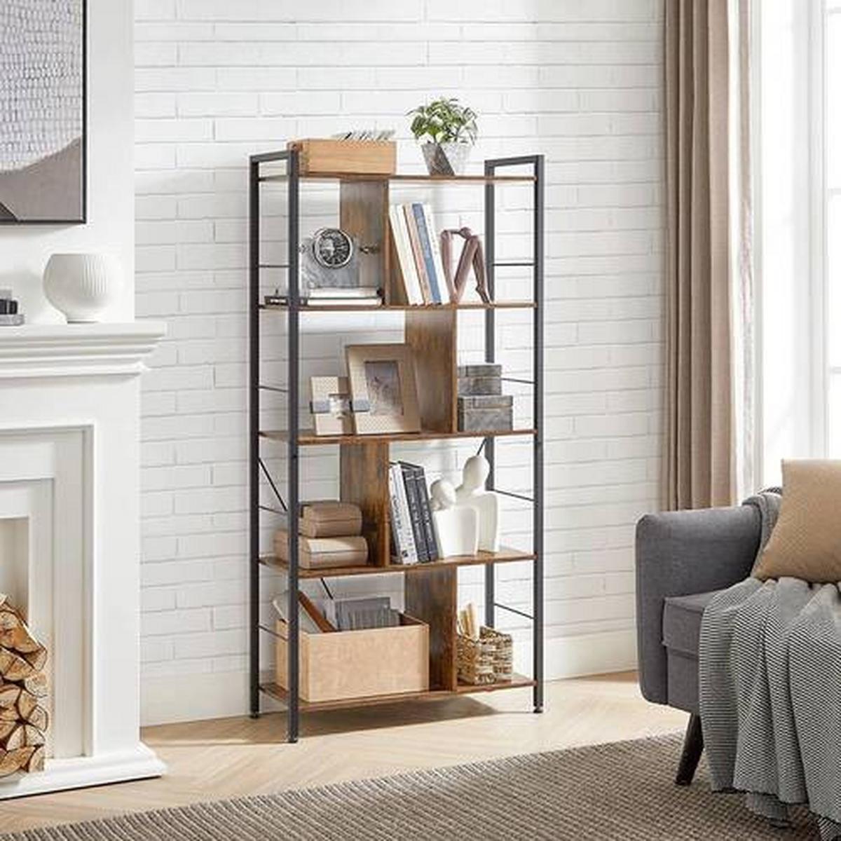REGAL Regal B: 74 cm Braun/Schwarz - Schwarz/Braun, Trend, Holzwerkstoff/Metall (74/150/30cm) - Boxxx