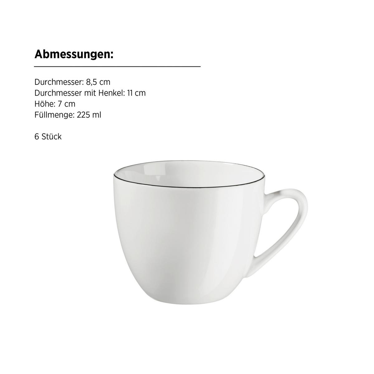 Kaffeeservice Felise Porzellan 6 Personen Geschirr Set - Schwarz/Weiß, Trend, Keramik - Mäser
