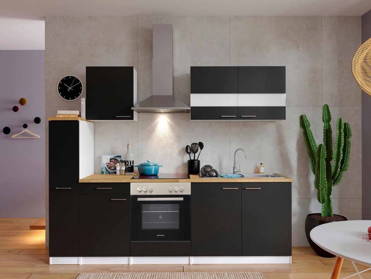 Küchenblock Malia Küchenblock 240 Cm - Nussbaumfarben/Schwarz, Basics, Holzwerkstoff (240cm) - Respekta