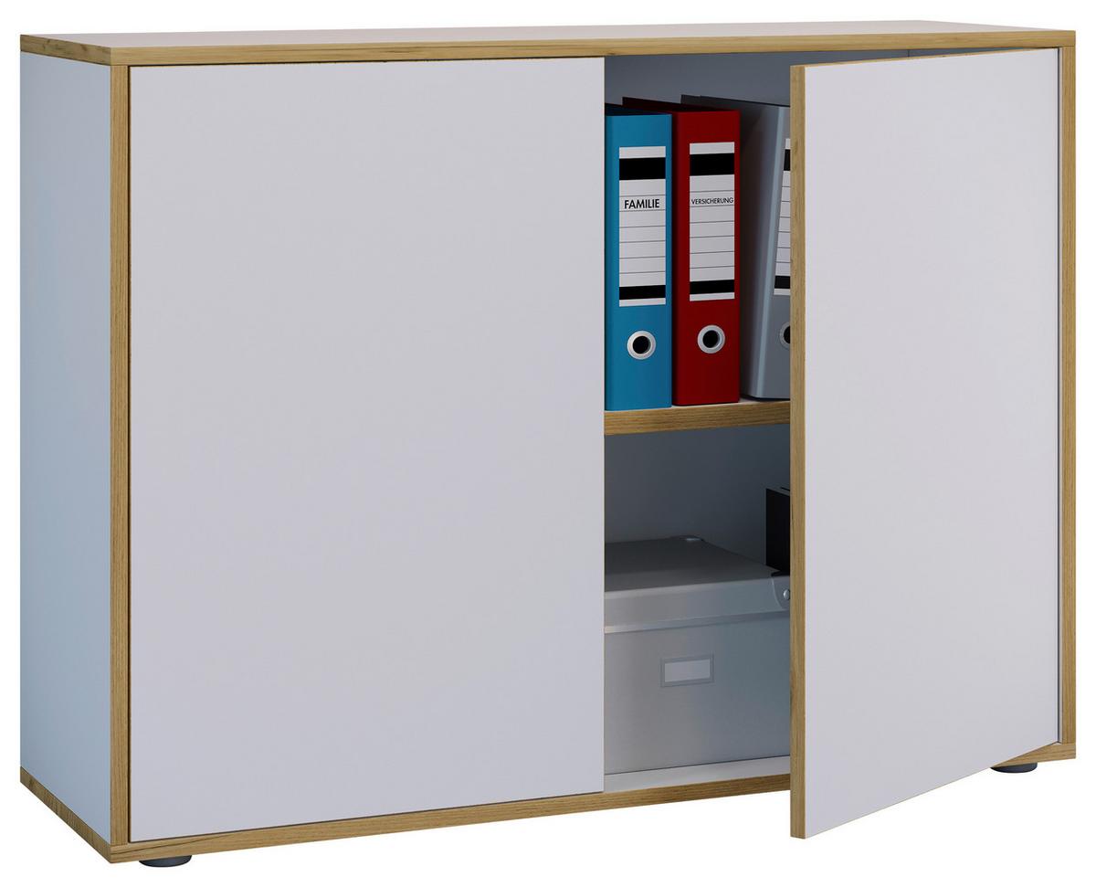 Aktenschrank Salia Weiß, Honigeiche B: 100 Cm - Honigeiche/Weiß, Design, Holzwerkstoff (100/74/33cm) - MID.YOU