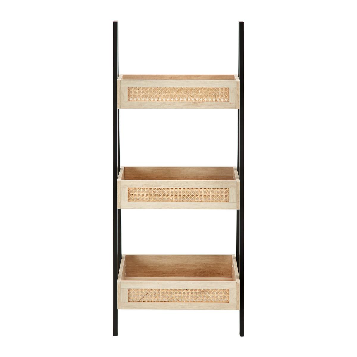 Regál DENIS - černá/přírodní barvy, Moderní, dřevo/kompozitní dřevo (45/110/35cm) - Bessagi Home