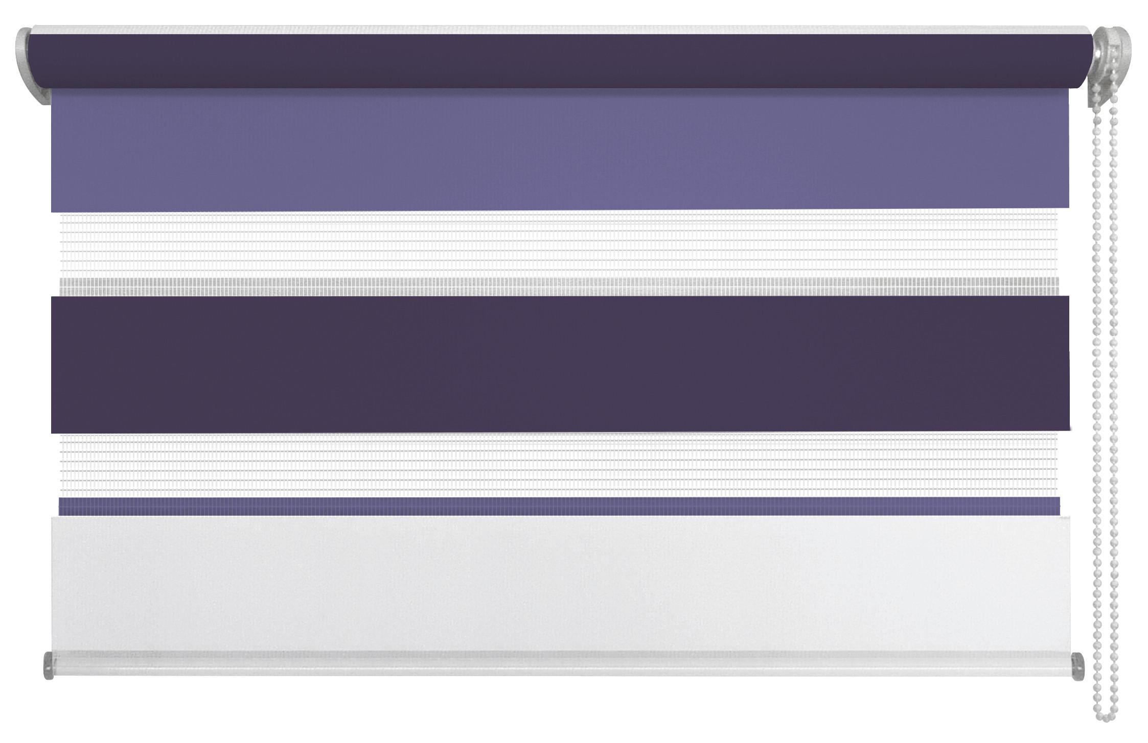Doppelrollo Just Triple Grau, Weiß, Violett B: 80 cm - Violett/Weiß, Basics, Textil (80/210cm) - Homeware