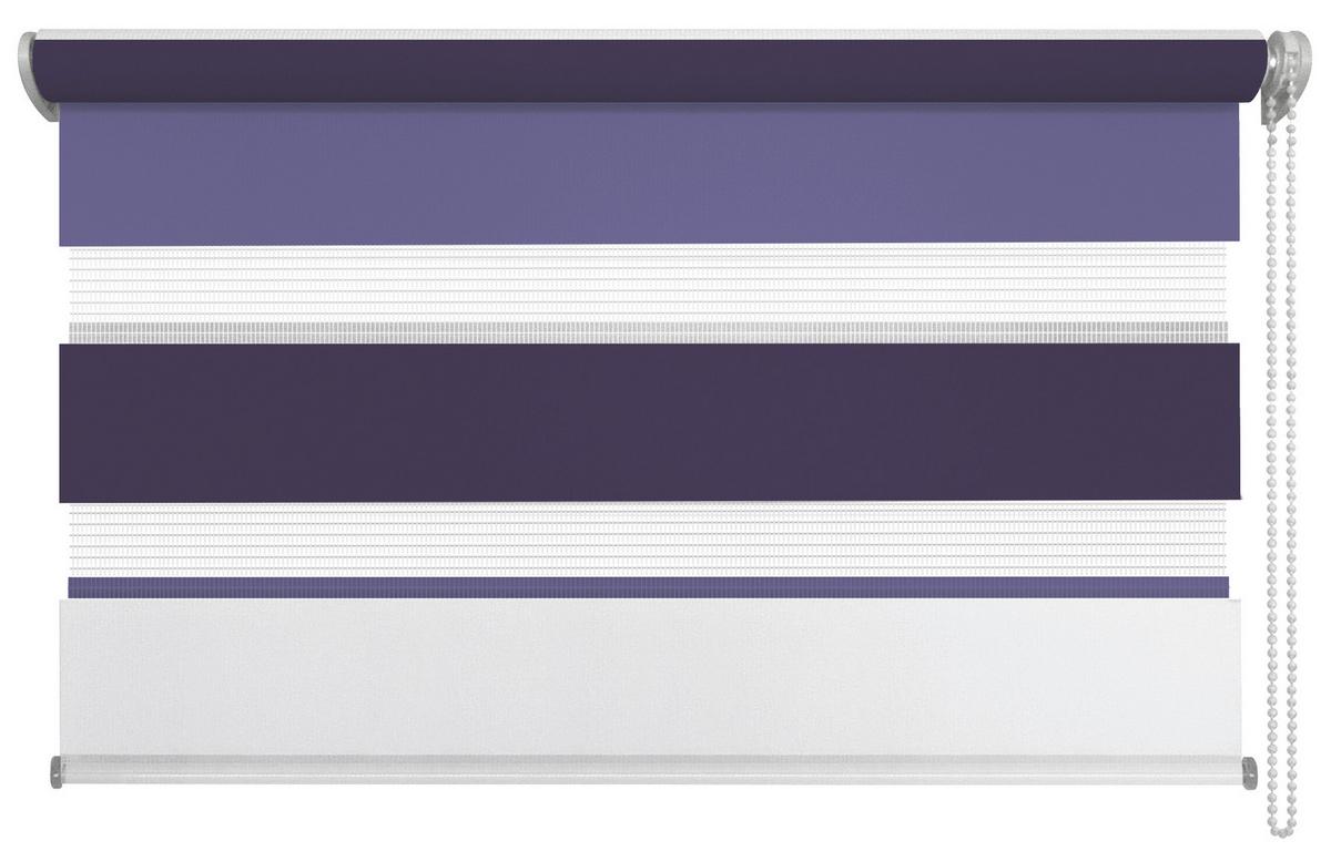 Doppelrollo Just Triple Grau, Weiß, Violett B: 80 cm - Violett/Weiß, Basics, Textil (80/210cm) - Homeware