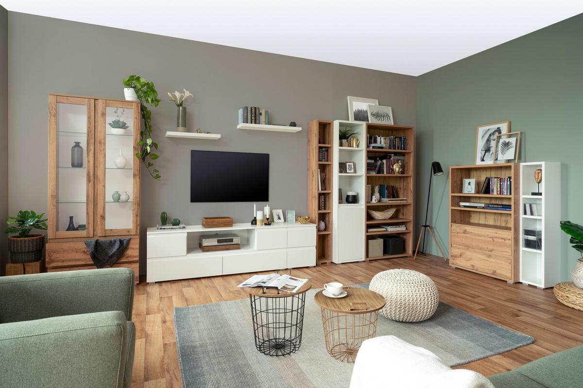 Regal Image 45 cm Weiß - Silberfarben/Weiß, Basics, Holzwerkstoff (45/191/37cm) - MID.YOU