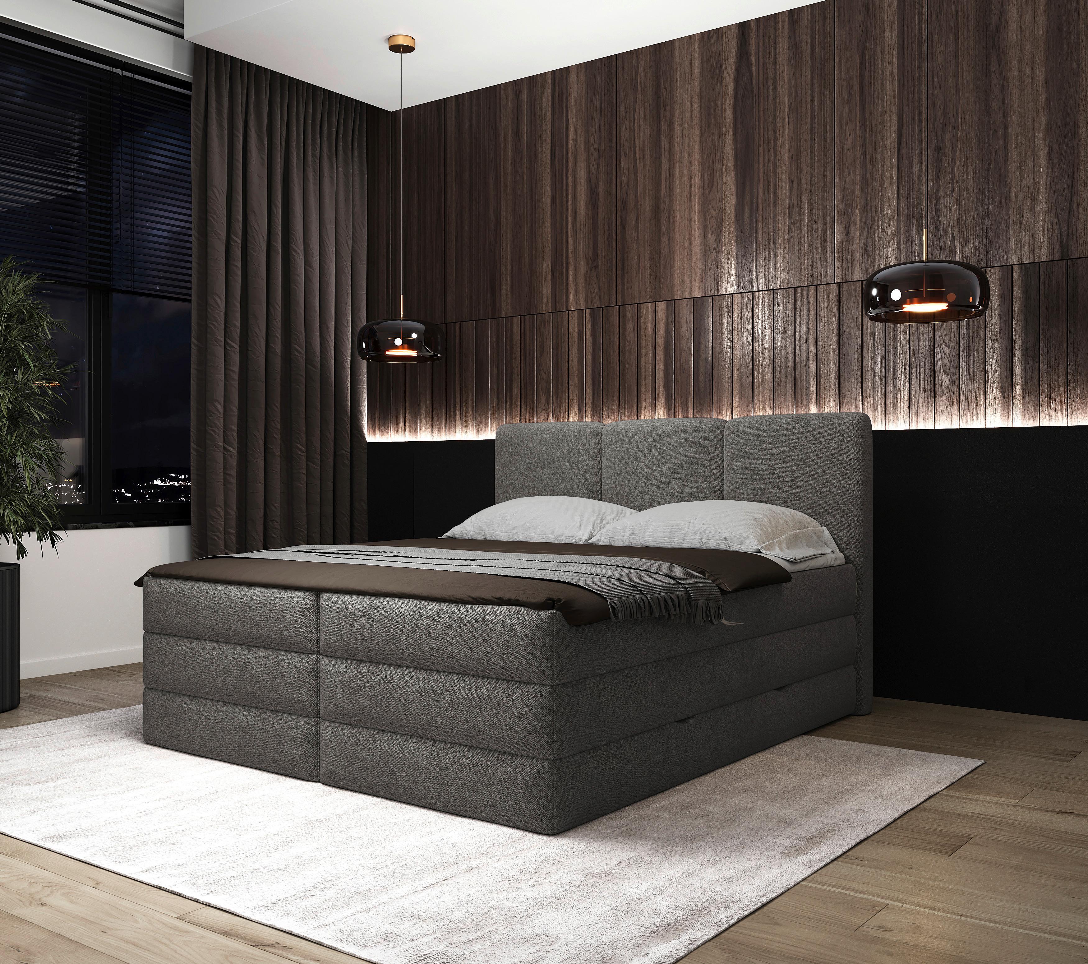 Boxspringbett Castel K - Anthrazit/Schwarz, MODERN, Holz/Holzwerkstoff (160/200cm) - MID.YOU