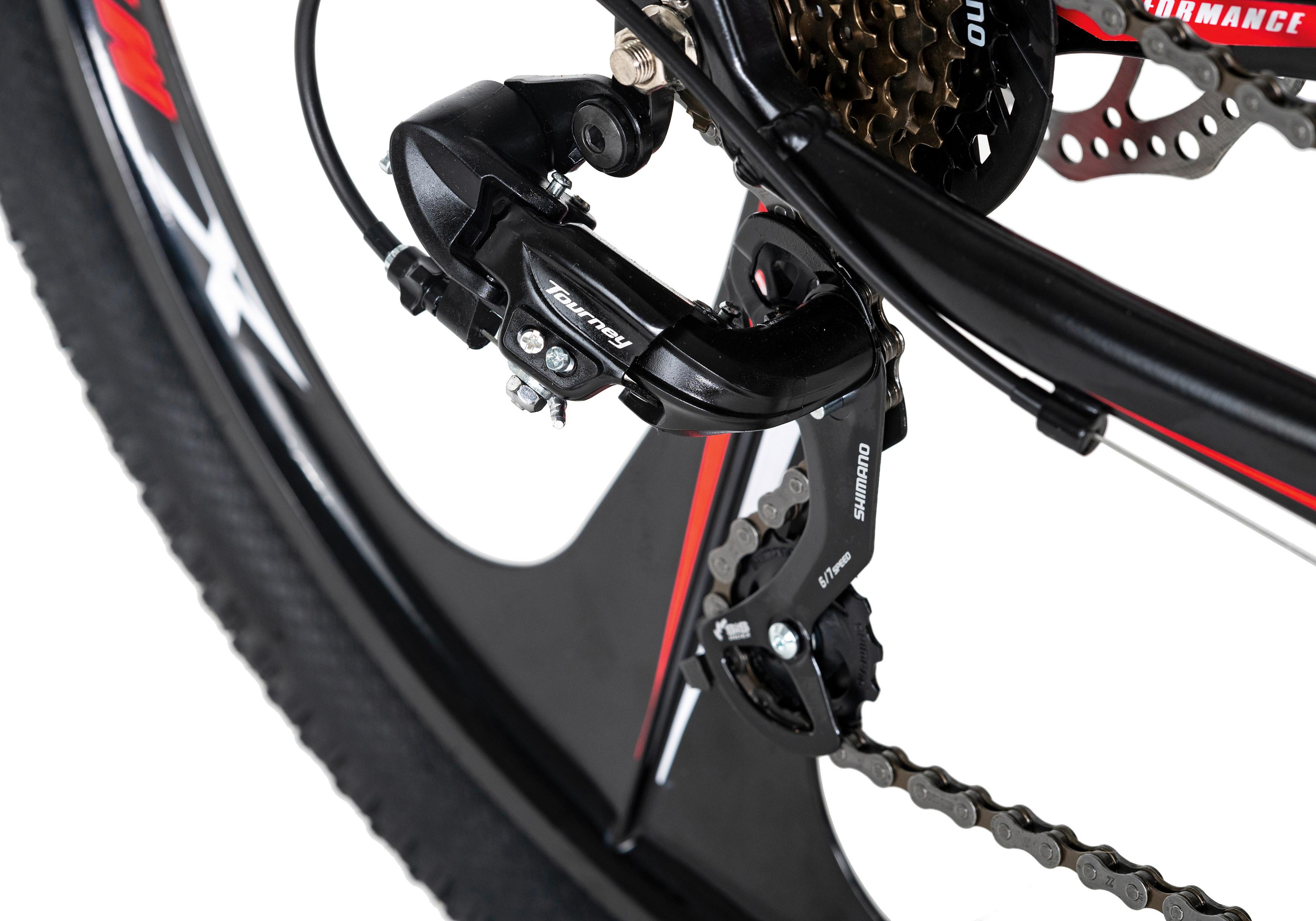 Mountainbike HARDTAIL XPLICIT aus Aluminium in Schwarz/Rot mit 21 Gängen Detail Gangschaltung