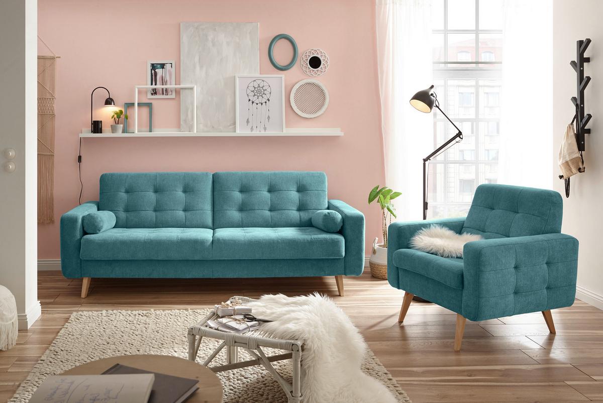 Rozkladacia pohovka FJORD zelená - bahenná hnedá/zelená, Modern, drevo/kompozitné drevo (222/86/90cm) - MID.YOU