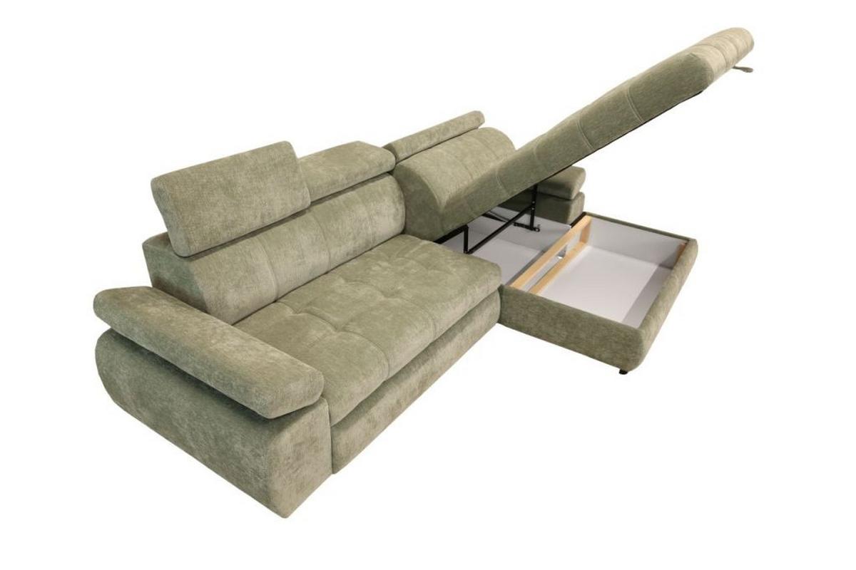 Rohová sedačka VEGAS, pravá, šalviovozelená ženilka - čierna/šalviovozelená, Design, drevo/textil (294/173cm)