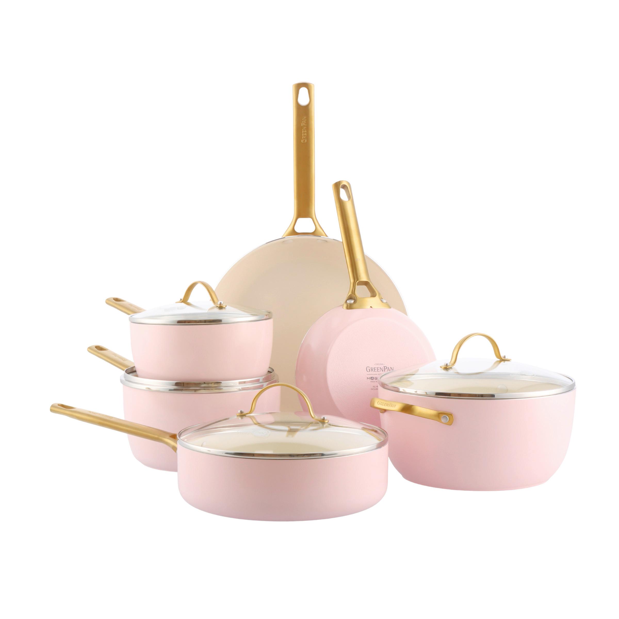 Kochtopfset 6-Teilig. weiß/Gold/Pink - Pink/Goldfarben, Basics, Glas/Metall - GreenPan