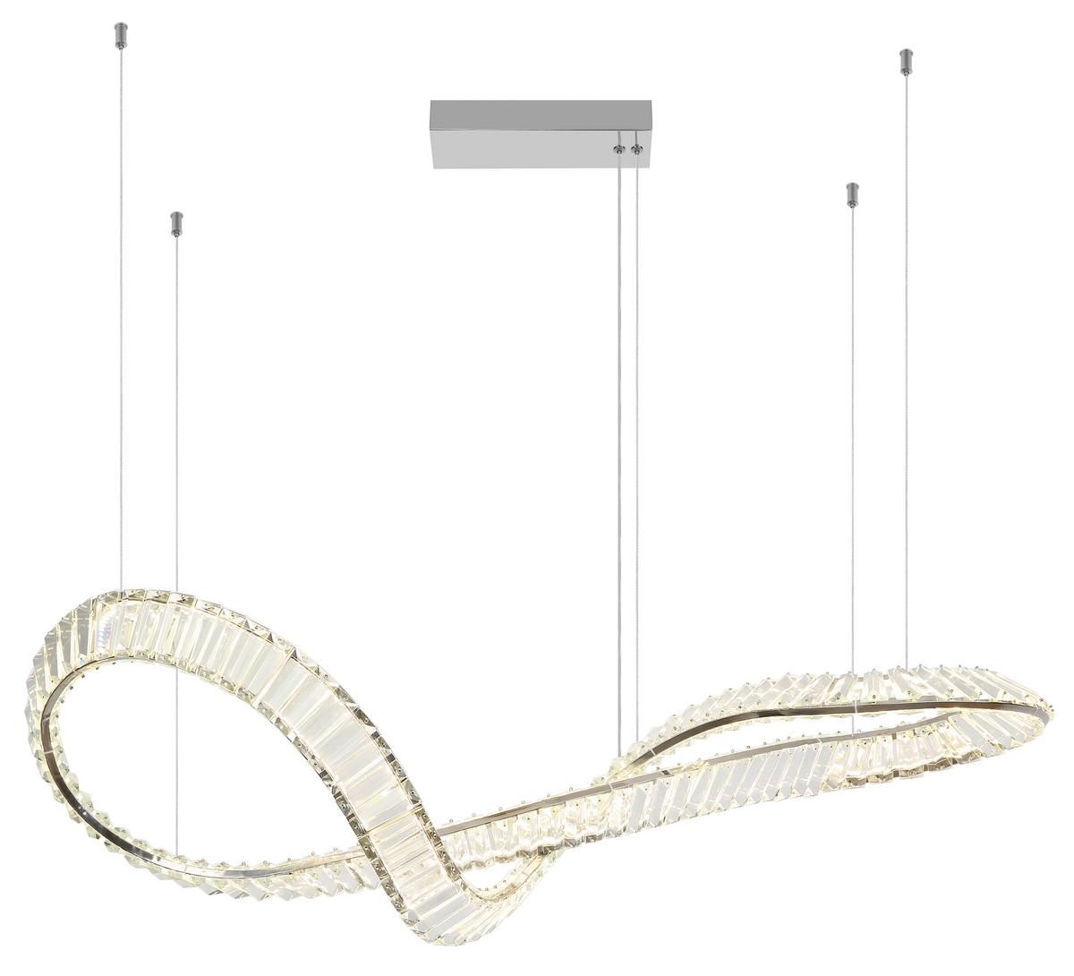 Hängeleuchte Neil Metall/Glas, ca. 110x33x120 cm - Klar/Chromfarben, Basics, Glas/Metall (110/33/120cm) - Globo
