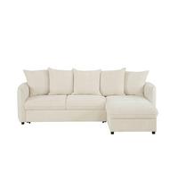 Ecksofa Costo Creme S: 254 cm - Creme/Schwarz, Design, Textil (254/160cm) - MID.YOU