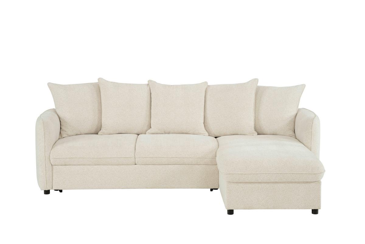Ecksofa Costo Creme S: 254 cm - Creme/Schwarz, Design, Textil (254/160cm) - MID.YOU