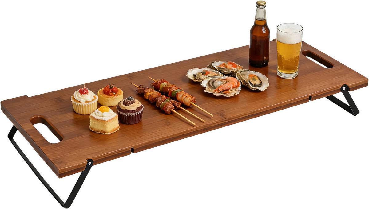 Tablett Till aus Bambus L: 66 cm - Naturfarben, MODERN, Holz/Metall (66/25/1,8cm) - James Wood