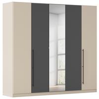 Kleiderschrank Safari mit Spiegel B: 226 cm - Champagner/Grau, KONVENTIONELL, Holzwerkstoff (226/210/54cm)