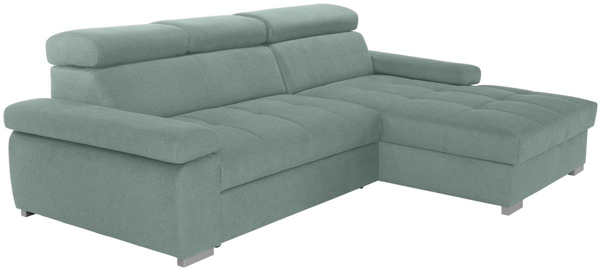 Ecksofa Mit Bettkasten Perry Grün 292x183 Cm - Silberfarben/Grün, Design, Textil (292/183cm) - Livetastic