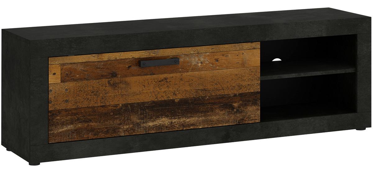 Tv-element Kassel Eichefarben B: 150 Cm - Eichefarben/Schwarz, ROMANTIK / LANDHAUS, Holzwerkstoff (150/49,5/42cm) - MID.YOU