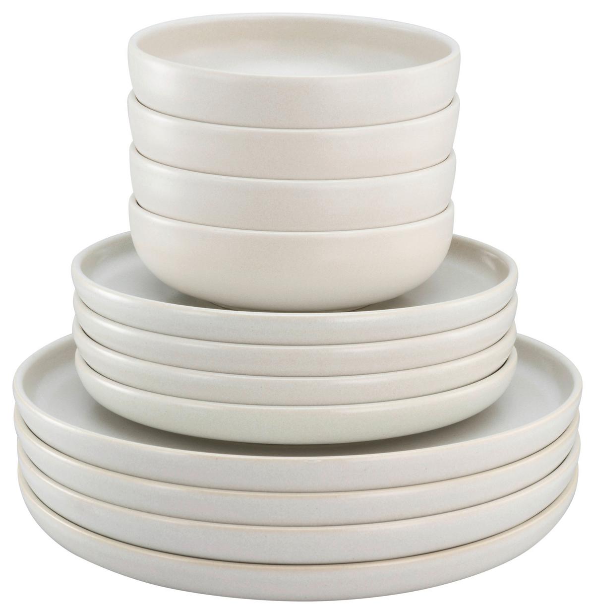Jedálenský servis 12 dielny pre 4 osoby - biela, Basics, keramika - Creatable