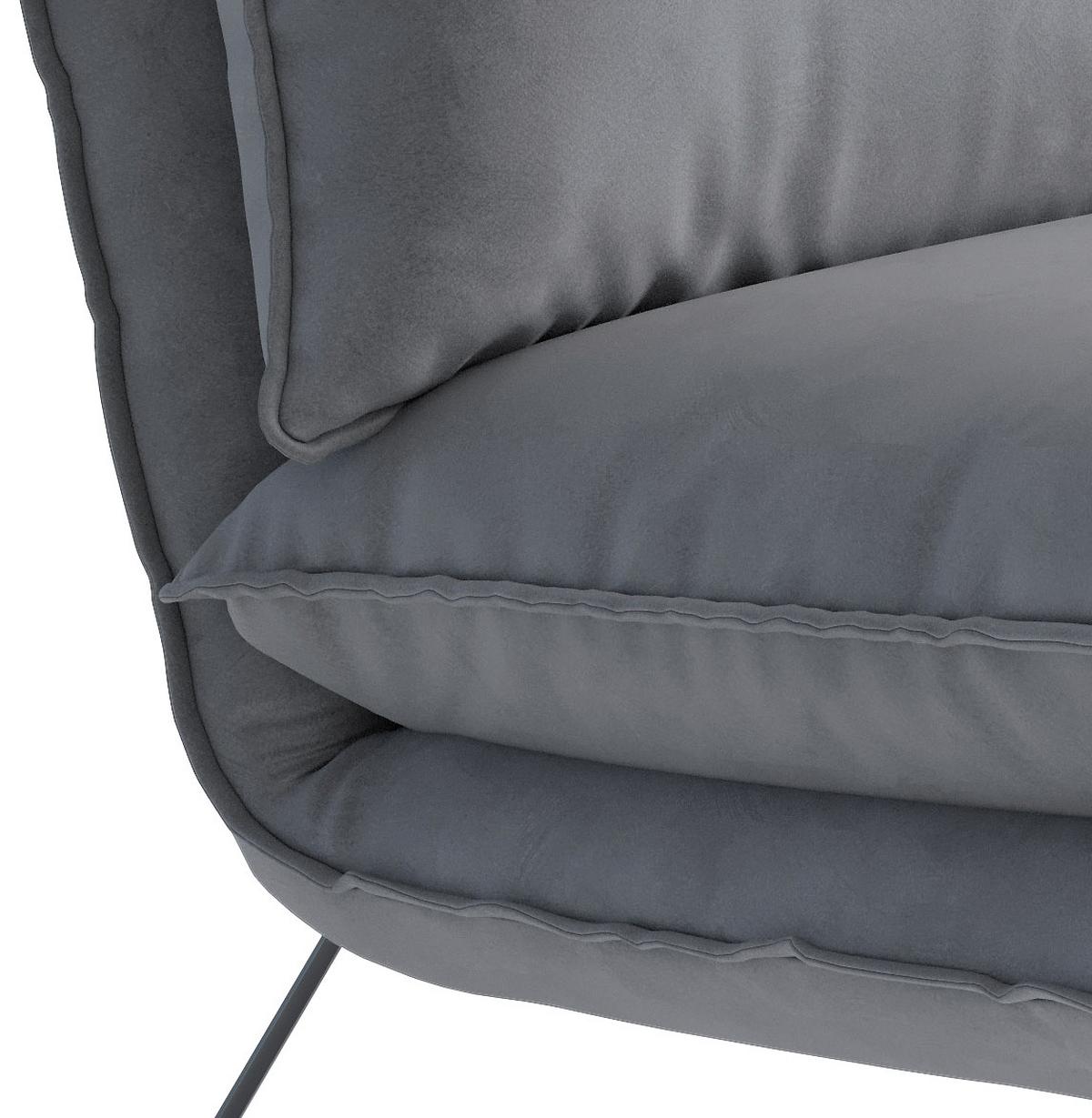 Sessel Skyline - Hellgrau/Schwarz, Design, Textil (72/84/90cm) - Livetastic