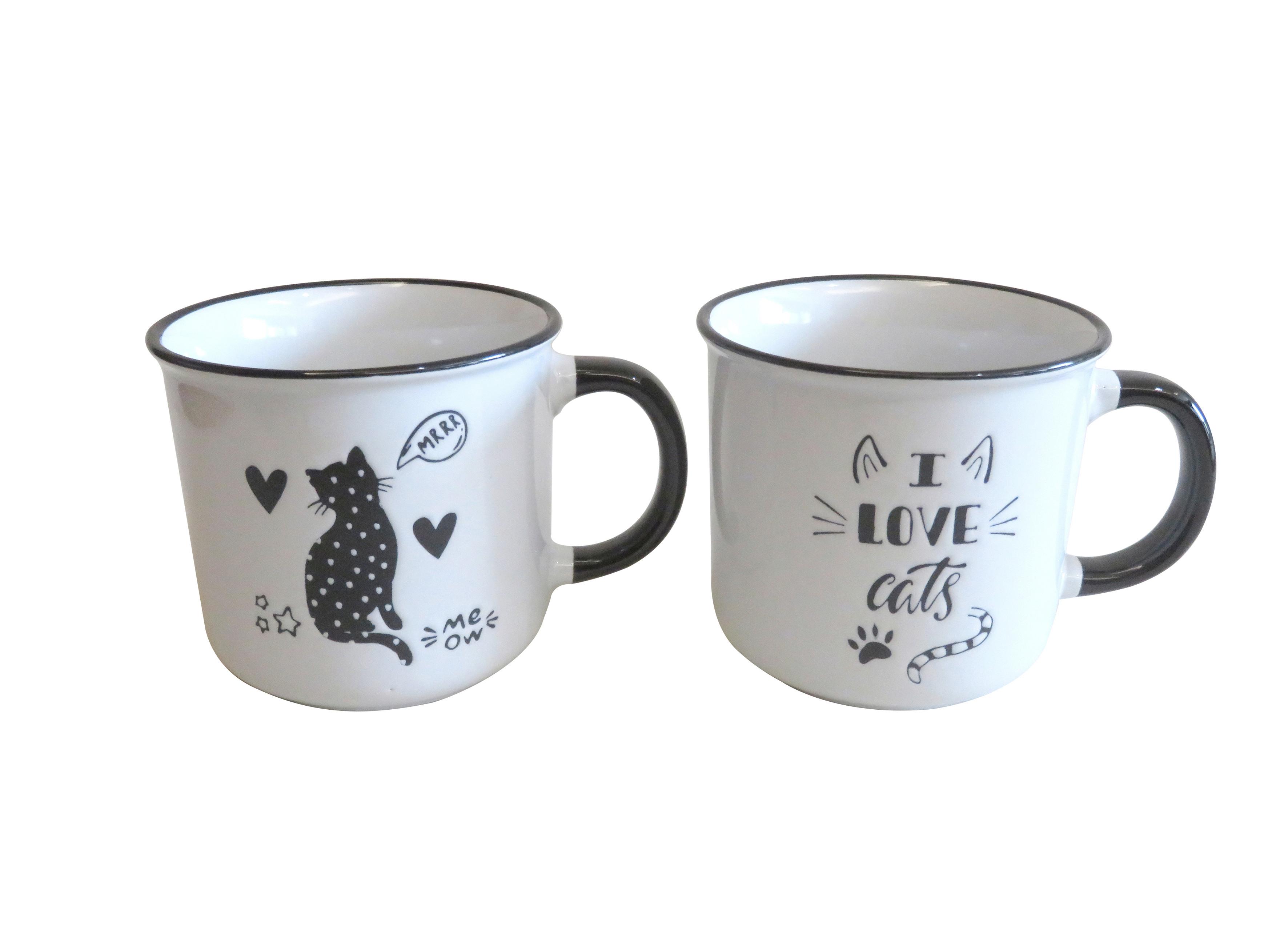 Sada šálok CATS - čierna/biela, Konventionell, keramika (9,8/9,2cm) - Mömax