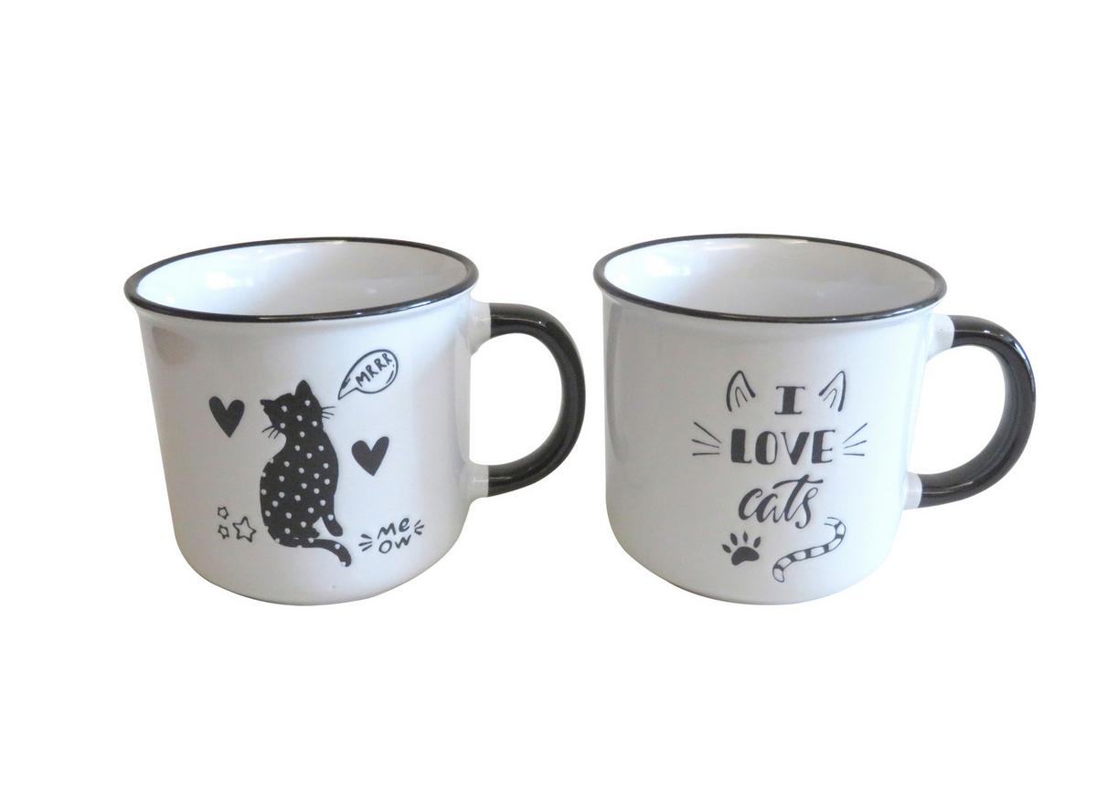 Sada šálok CATS - čierna/biela, Konventionell, keramika (9,8/9,2cm) - Mömax
