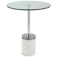 Beistelltisch Lana 125 Silberfarben/weiß B: 53 Cm - Silberfarben/Weiß, Design, Glas/Stein (46/46/53cm) - Kayoom