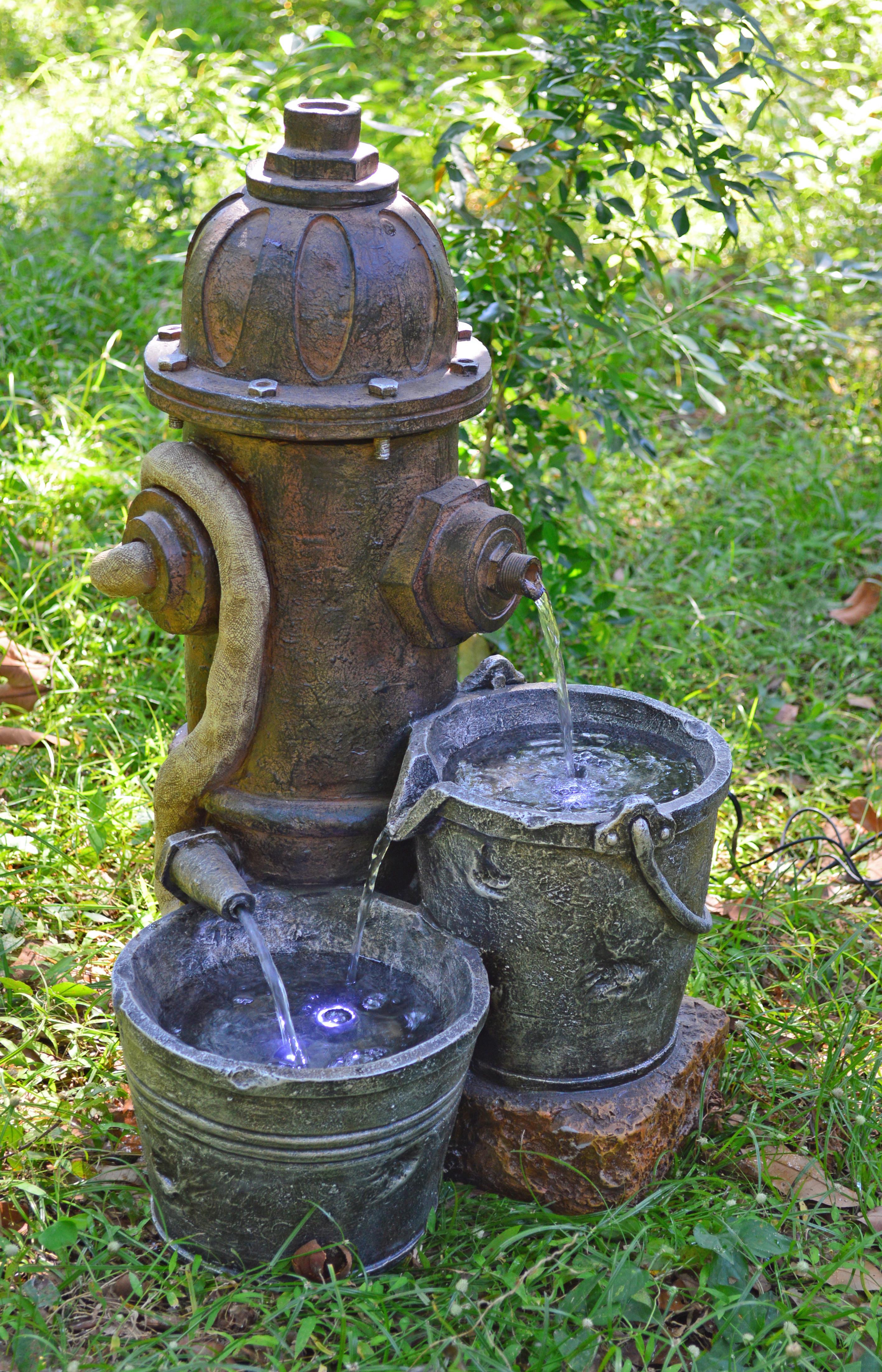 Gartenbrunnen Hermes Rost-/Silberfarben - Rostfarben/Silberfarben, Basics, Kunststoff (37/63/36cm)