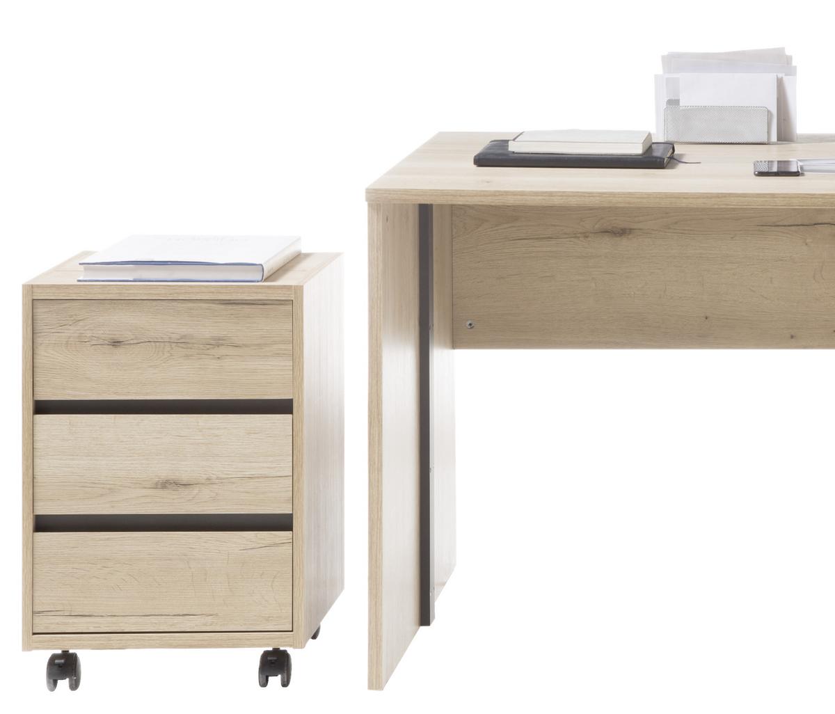 Schreibtisch B 80cm H 76cm Fjord Eichefarben Dekor - Eichefarben, Design, Holzwerkstoff (160/80/76cm) - MID.YOU