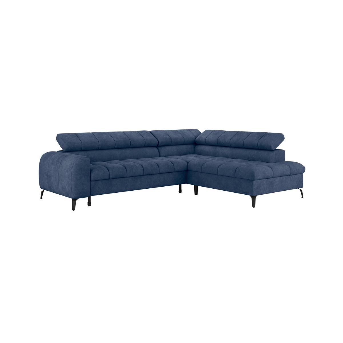 Ecksofa Volf Rechts New Blau, S: 261x203 cm - Blau/Schwarz, Trend, Kunststoff/Textil (261/203cm)