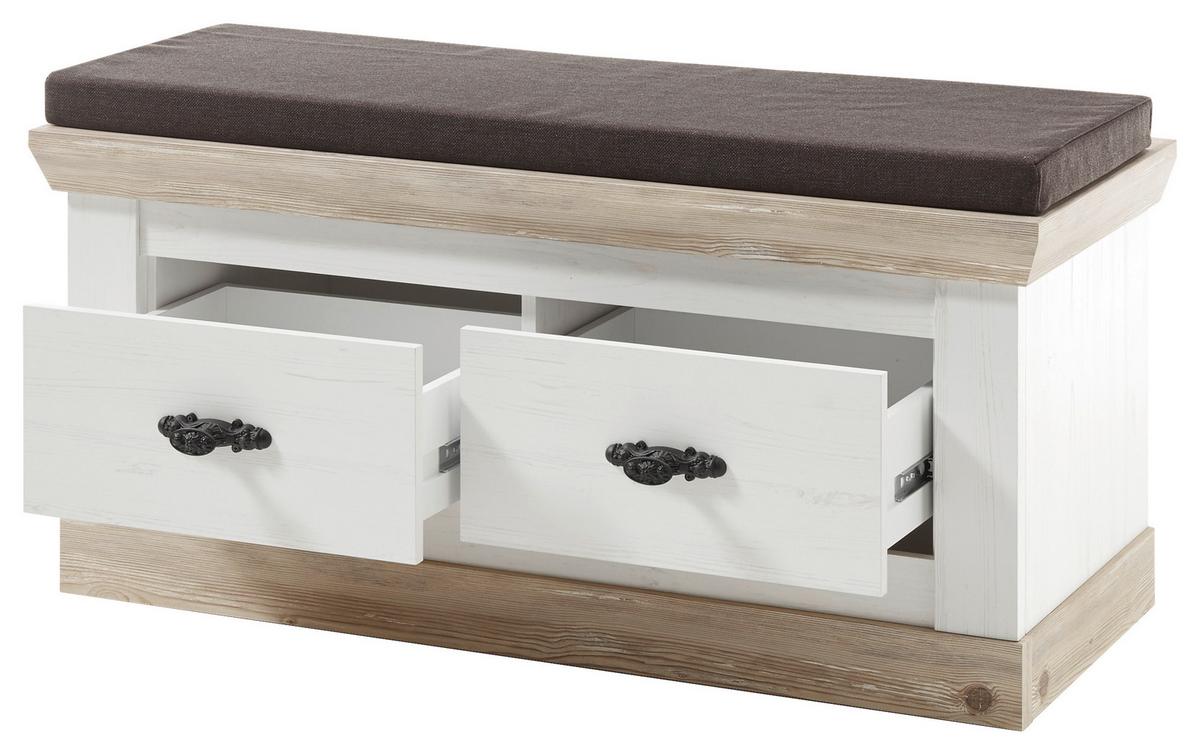 Garderobenbank Florenz Pinienfarbe/Hellbraun 107cm - Hellbraun/Braun, Design, Holzwerkstoff/Textil (107/55/45cm) - MID.YOU